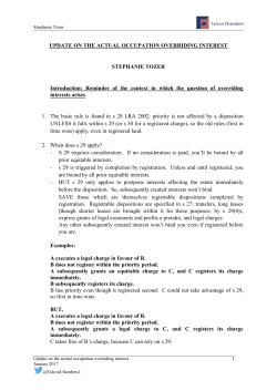 Update on the actual occupation overriding