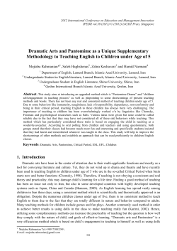 Dramatic Arts and Pantomime as a Unique Supplementary