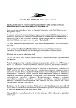 New Rules pertaining to the banning of Anabolic Steroids