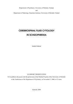 CEREBROSPINAL FLUID CYTOLOGY IN SCHIZOPHRENIA