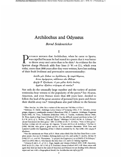 Archilochus and Odysseus - Greek, Roman, and Byzantine Studies
