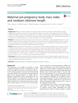 Maternal pre-pregnancy body mass index and newborn telomere