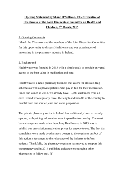 Opening Statement by Shane O`Sullivan, Chief Executive of