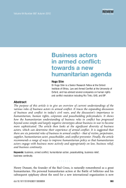 Business actors in armed conflict: towards a new humanitarian agenda