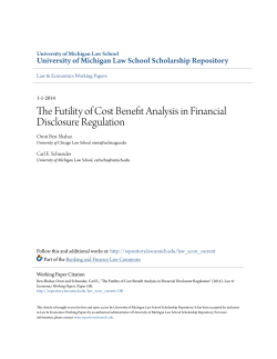 The Futility of Cost Benefit Analysis in Financial Disclosure Regulation