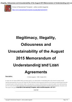 Illegitimacy, Illegality, Odiousness and Unsustainability of the August