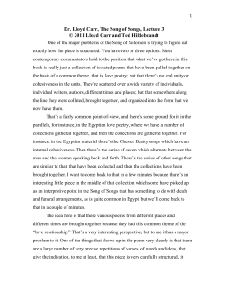 The Song of Songs, by Lloyd Carr, Lecture 3