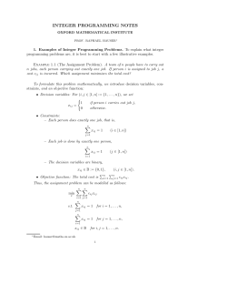 INTEGER PROGRAMMING NOTES