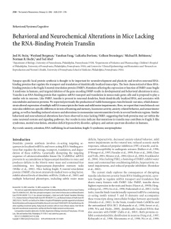 Behavioral and Neurochemical Alterations in Mice Lacking the RNA
