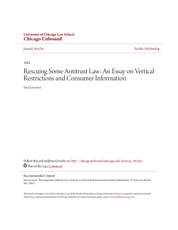 An Essay on Vertical Restrictions and Consumer Information