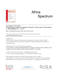 Power-Sharing, Conflict and Transition in Burundi: Twenty Years of