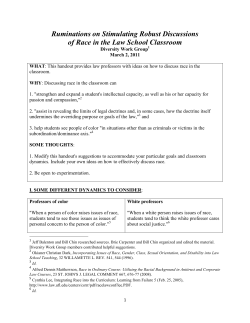 Ruminations on Stimulating Robust Discussions of