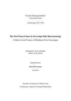 The Pari Passu Clause in Sovereign Debt Restructuring: A Short