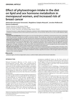 Effect of phytoestrogen intake in the diet on lipid and sex hormone