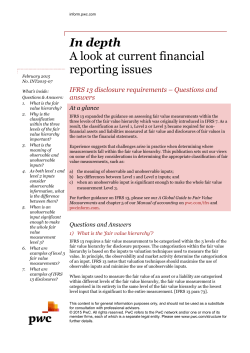 In depth A look at current financial reporting issues