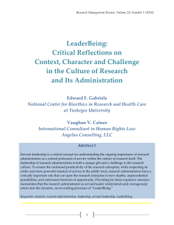 LeaderBeing: Critical Reflections on Context, Character and