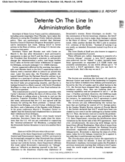 D&eacute;tente on the Line in Administration Battle