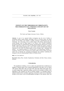 INFINITY ON THE THRESHOLD OF CHRISTIANITY: THE
