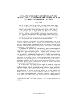 DEVELOPING NORMATIVE CONSENSUS: HOW THE