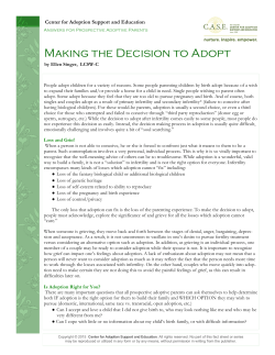 Making the Decision to Adopt - Center for Adoption Support and
