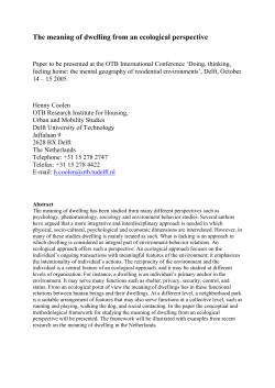 The meaning of dwellings: an ecological perspective