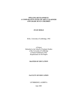 SPELLING DEVELOPMENT: A COMPARATIVE STUDY OF ADULT