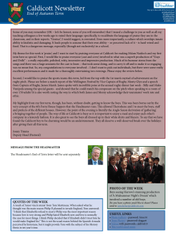 Caldicott Newsletter