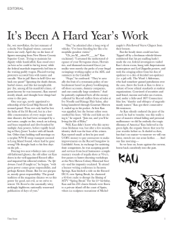 It`s Been A Hard Year`s Work