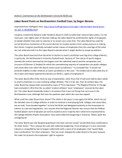 Labor Board Punts on Northwestern Football Case, by Roger Abrams