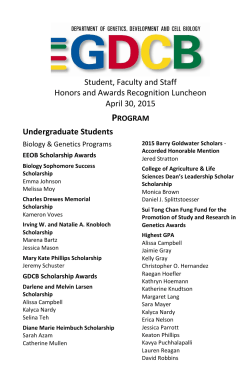 2015 GDCB Recognition Program - Genetics, Development, and