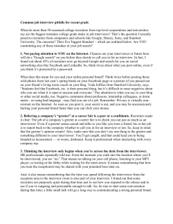 Common job interview pitfalls for recent grads