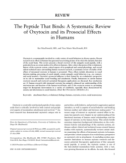The Peptide That Binds: A Systematic Review of Oxytocin and its