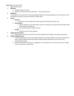 Lesson 19: &ldquo;Final Assessment&rdquo; I. Time: 30