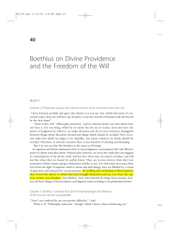 Boethius on Divine Providence and the Freedom of the Will