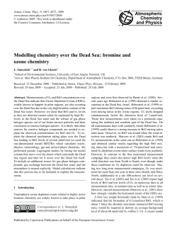 Modelling chemistry over the Dead Sea: bromine and ozone chemistry