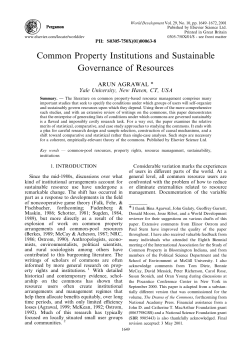 Common Property Institutions and Sustainable Governance of