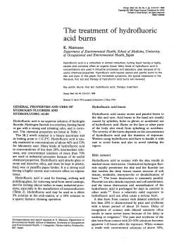 The treatment of hydrofluoric acid burns