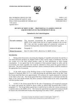 IMO BLG WORKING GROUP ON THE EVALUATION OF SAFETY