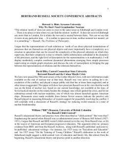Bertrand Russell Conference Abstracts