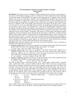 The morphological expression of nominal number in Kalenjin Maria