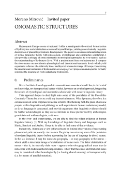 OnOMaSTIC STRuCTuRES