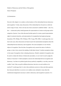 Models of Democracy and the Politics of Recognition Simon