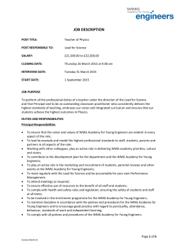 job description - The WMG Academy for Young Engineers