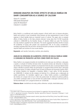 demand analysis on food: effects of bolsa fam&iacute;lia on dairy