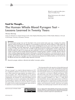The human whole blood pyrogen test &ndash; lessons learned in