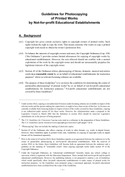 Guidelines for Photocopying of Printed Works by Not-for
