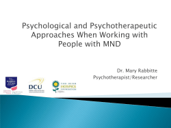 Psychotherapeutic Approaches when working with People