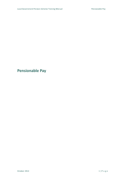 Pensionable Pay - Training Manual (Pre 2014 Definition)