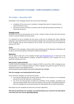 Samsung Gear S3 Campaign &ndash; Insiders participation conditions The