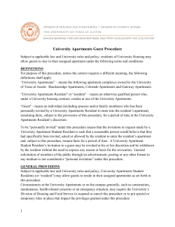 University Apartments guest policy